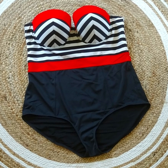 torrid Other - Torrid 3 striped one piece swimsuit retro push up